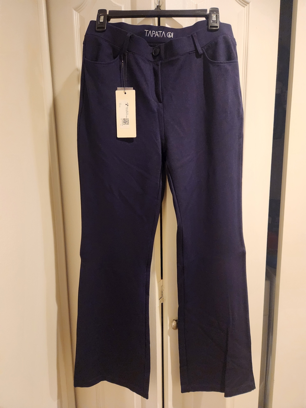 Tapata Navy Mid-Rise Stretch Flare Trousers